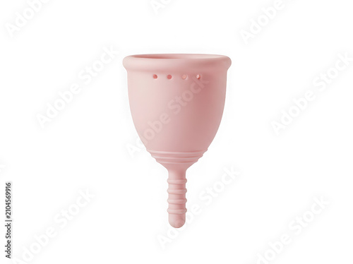 Pink silicone menstrual cup for feminine hygiene and personal health care