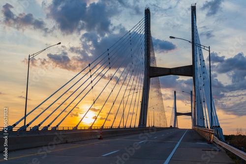 65095-02904 Bill Emerson Memorial Bridge at sunrise over Mississippi River Cape Girardeau  MO