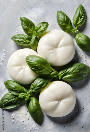 Four fresh mozzarella balls...