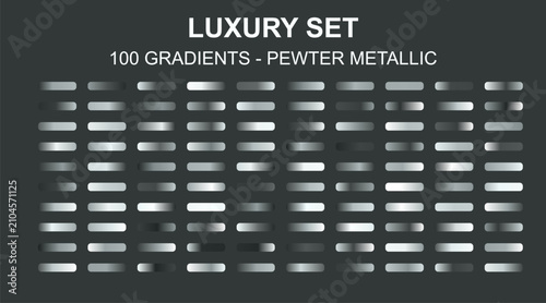Bild auf Leinwand Pewter metallic luxury set of 100 gradients, silver chrome metal swatches for vector design