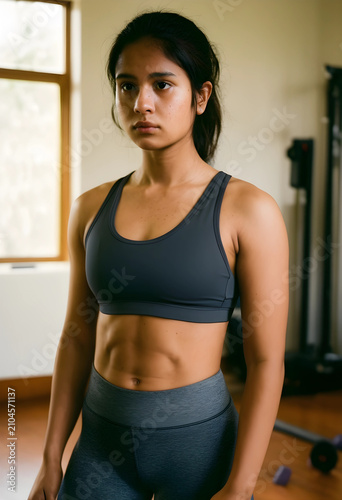 Young indian woman in athle...