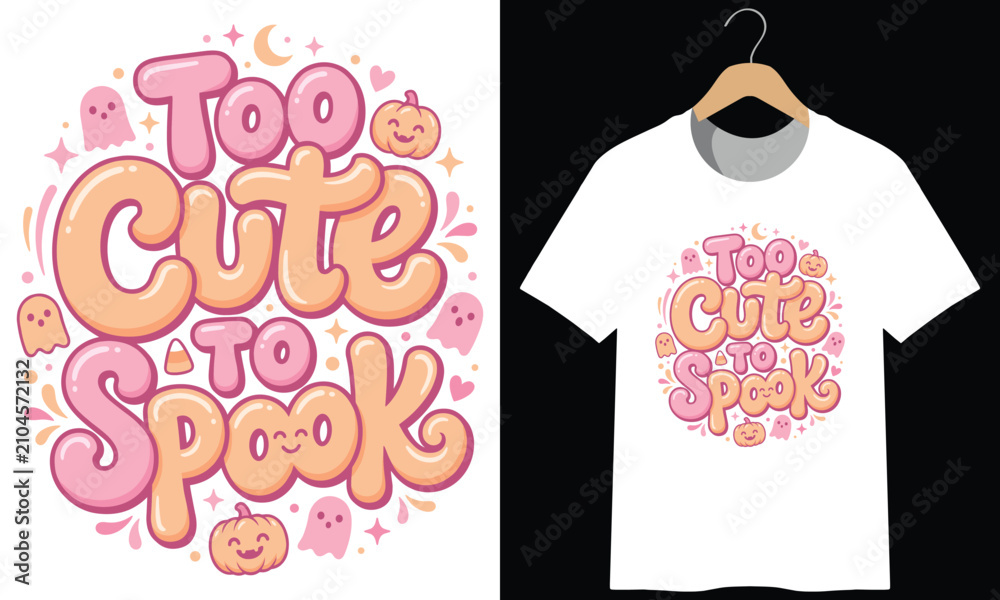 Αυτοκόλλητο Too cute to spook halloween lettering with cute ghosts and pumpkins