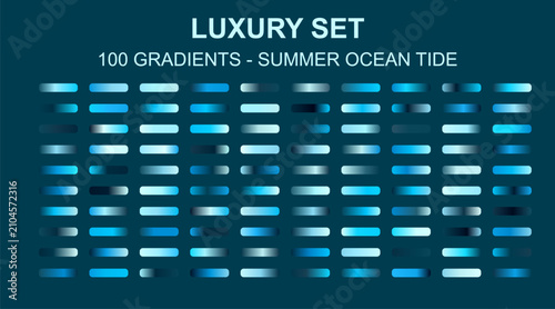 Foto Luxury set of 100 blue gradients, summer ocean tide color palette vector, premiu