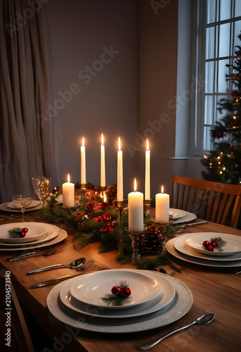 Elegant christmas dinner ta...