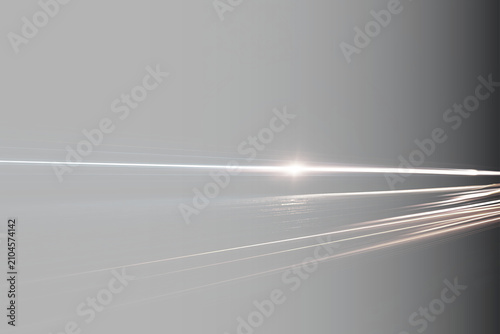 Photography Abstract horizontal glowing beam on black background, futuristic central lens fl