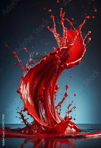 Vibrant red liquid splash w...