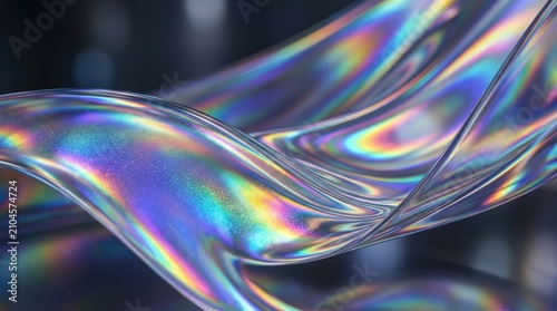 Iridescent Abstract Waves of Holographic Light Creating a Mesmerizing and Futuristic Visual Effect