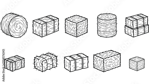 Tableau sur toile Hay bale icons set