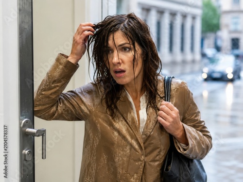 Rain ruined hairstyle before important meeting