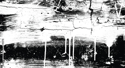 Bild auf Leinwand Abstract black ink brush strokes with grunge texture and paint splatter on white background