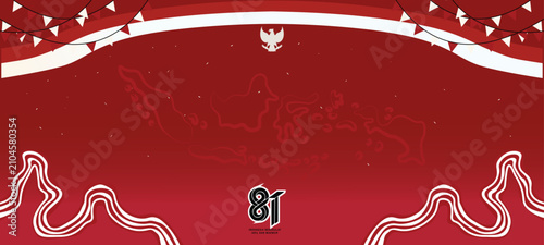 Rayakan Kemerdekaan Indonesia ke-81 dengan desain spanduk merah putih yang meriah. Menampilkan logo HUT RI ke-81 resmi, burung garuda, peta Indonesia, dan hiasan bendera, cocok untuk acara 17 Agustus