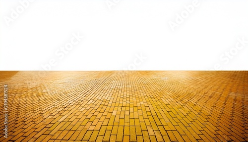 empty yellow brick pathway on white background