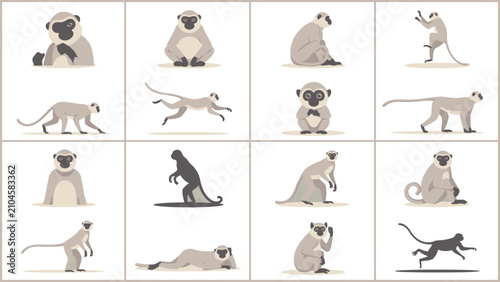 Photography Playful collection of lemur characters in various poses and actions including si