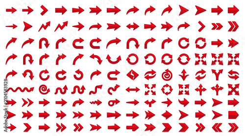 Large collection of small red arrow icons and directional symbols.