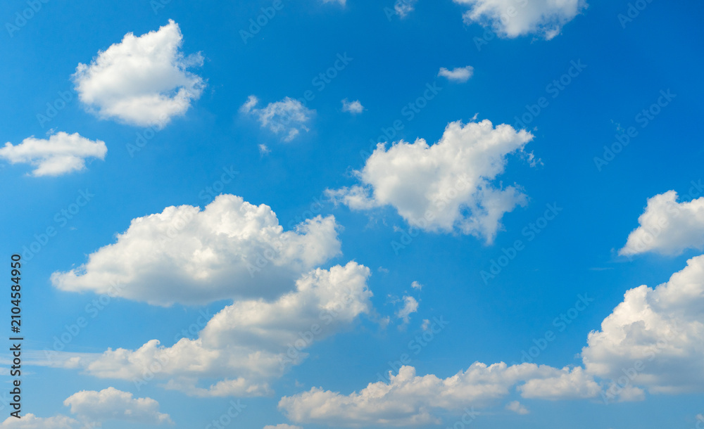 Fototapeta premium Clear blue sky background with white clouds. Blue sky with cloud.