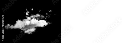 Fotografía White clouds on black background isolated on transparent background