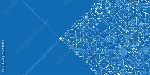 Tableau sur toile pcb schematic style geometric circuit network on black background
