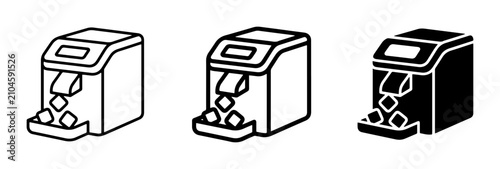 Ice Dispenser Icons, Cube Maker Machine, Beverage Cooling Equipment