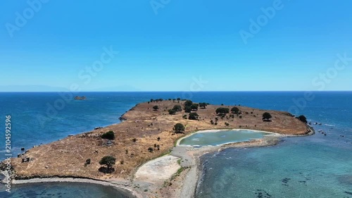 Beautiful Small Island in the Aegean Sea | 4K Aerial Drone Footage | Turkey