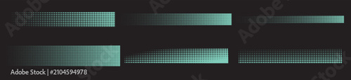 Set of abstract mint green halftone square pattern elements for modern graphic design projects