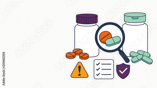 Medication Interaction Review Banner with Two Drug Types and Copy Space