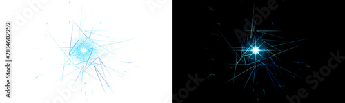 Tableau sur toile Azure spark burst geometric shard explosion light ray energy digital art backgro