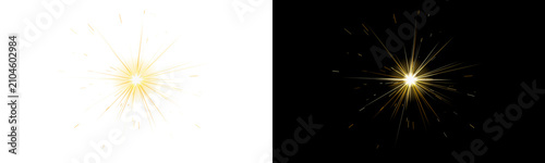 Cuadro en lienzo Amber spark burst geometric shard explosion light ray energy digital art backgro
