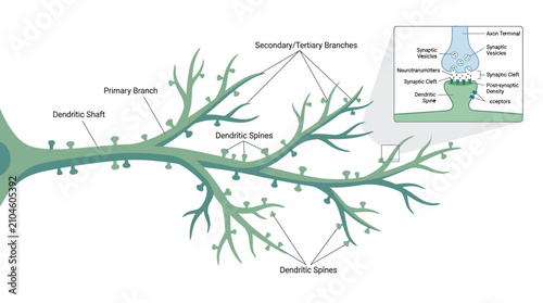 Quadro su tela Neuron Dendrite and Synapse Anatomy Infographic