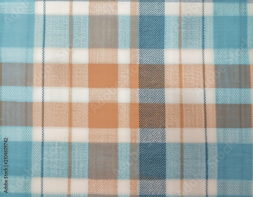 soft and understated seamless plaid pattern with light blue beige and subtle orange lines forming grid like design creating calming and elegant textile texture