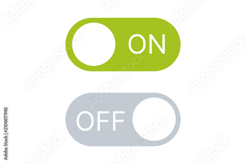 Toggle switch button set isolated on transparent background. ON and OFF switch icons in flat design for mobile apps, website UI, software interfaces, settings menus and user experience design. PNG