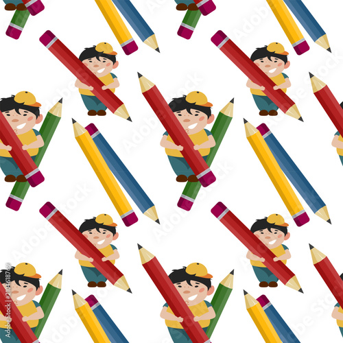 Принти на полотні Bright back to school vector seamless pattern