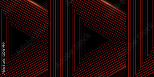Photos 3D triangle red render, abstract minimalist saber light background