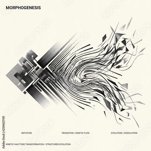 Abstract Morphogenesis: Halftone Transformation and Kinetic Flow