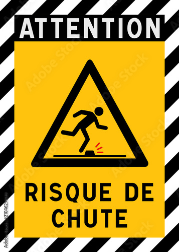Panneau de sécurité Risque de chute de plain-pied – Danger de trébuchement et obstacle au sol