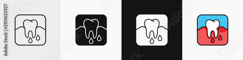 Foto Bleeding gums and periodontal disease symptoms icon set for dental pathology education gingivitis diagnosis clinic awareness materials and professional stomatology patient guide