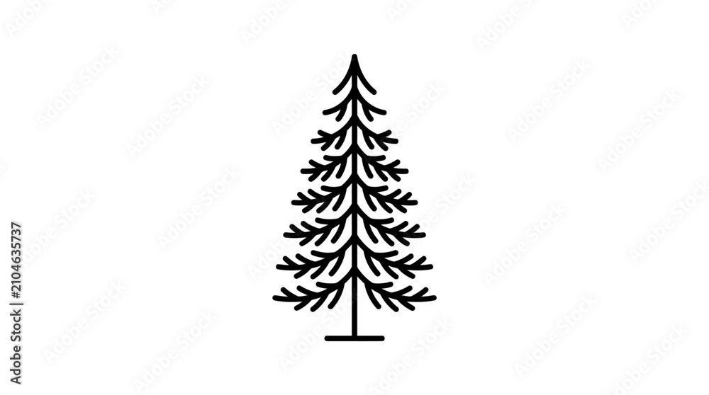 Obraz premium Evergreen tree icon line art