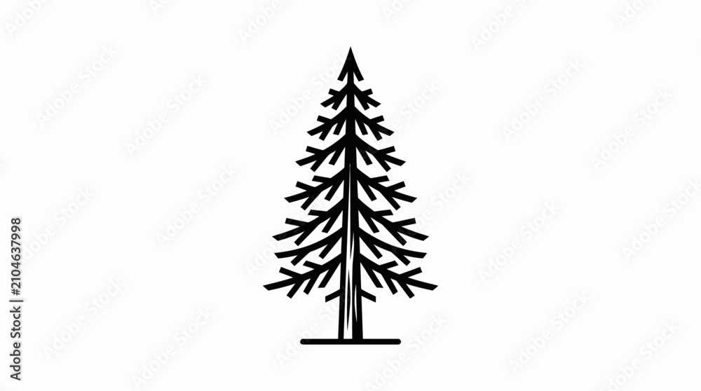 Obraz premium Evergreen tree outline minimalist design