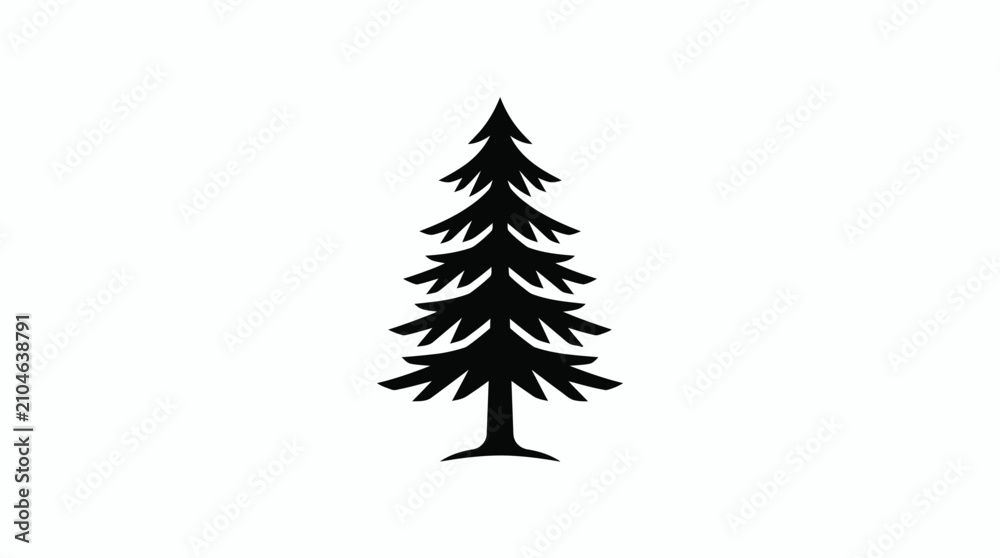 Obraz premium Simple silhouette of a tall evergreen tree