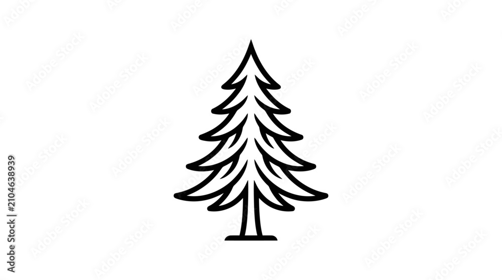 Obraz premium Stylized evergreen tree icon outline