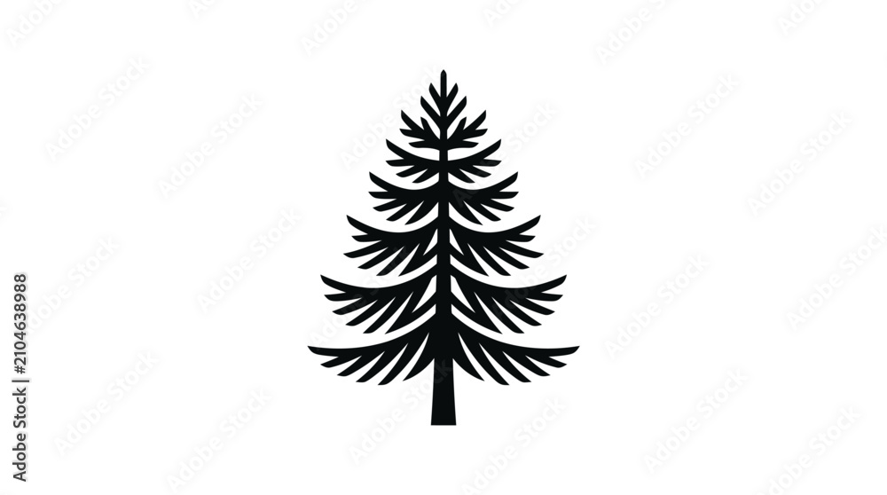 Fototapeta premium Stylized evergreen tree silhouette isolated