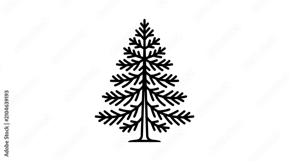 Obraz premium Stylized evergreen tree silhouette simple line art