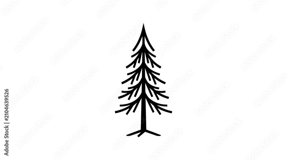 Fototapeta premium Minimalist pine tree outline graphic icon