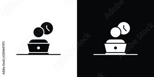 Schilderij op canvas Office hours icon outline clipart set. EPS10