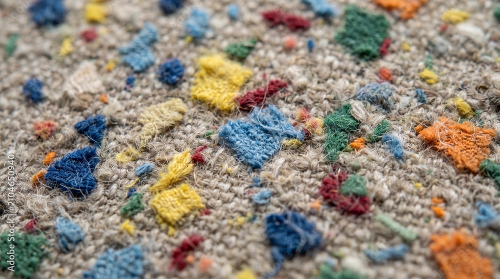 Fototapeta premium Close-up of vibrant textile pattern mimicking terrazzo style with colorful threads