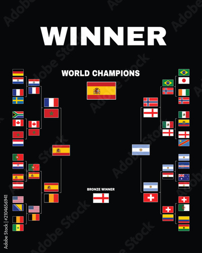 Spain Winner Path Final Flags United States Football 2026 Teams Countries Abstract Football Final Design Vector Illustration