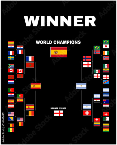 Spain Winner Path Final Flags United States Football 2026 Teams Countries Abstract Football Final Design Vector Illustration