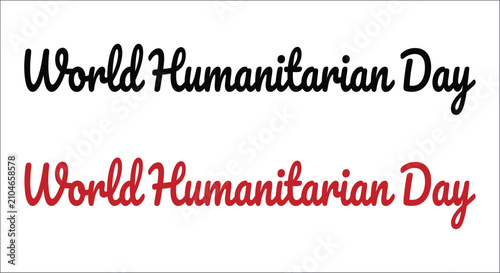 Quadro su tela World humanitarian day typography in black and red script and serif fonts on whi