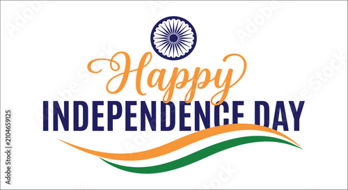 Obraz na plátne Indian independence day graphic with chakra symbol stylized lettering and tri co