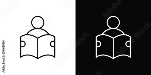 Fotografie Book open reader icon lineart pictograms bundle
