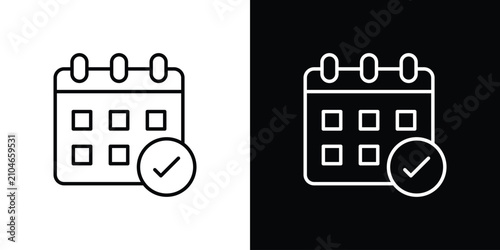 Принти на полотні Calendar check icon lineart pictograms bundle